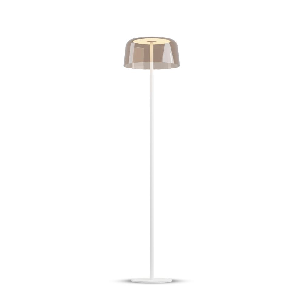 Yurei Floor Lamp (Matte White) with 14" Acrylic Shade, Tea
